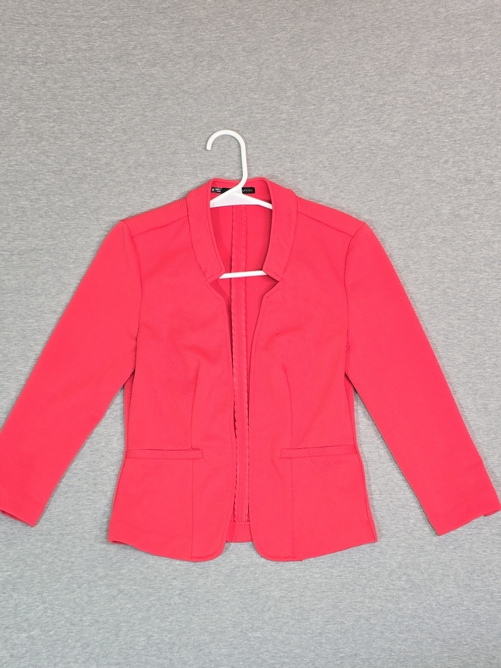 Maurice's Bright Coral Blazer, 3/4 Length Sleeve Size Small "Barbiecore" Preppy